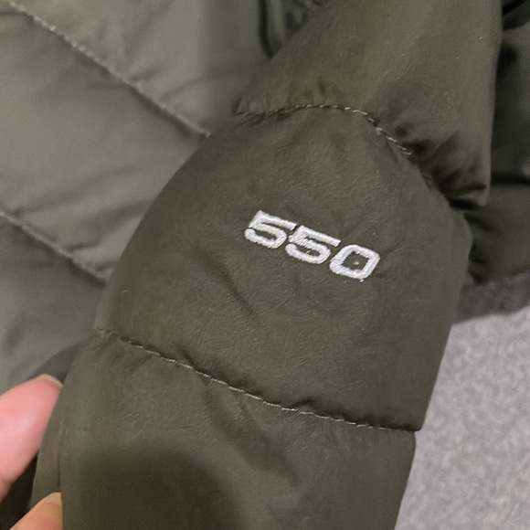 North Face Girls Dark Olive Green Puffer thin Goose Down Coat - Picture 3 of 14